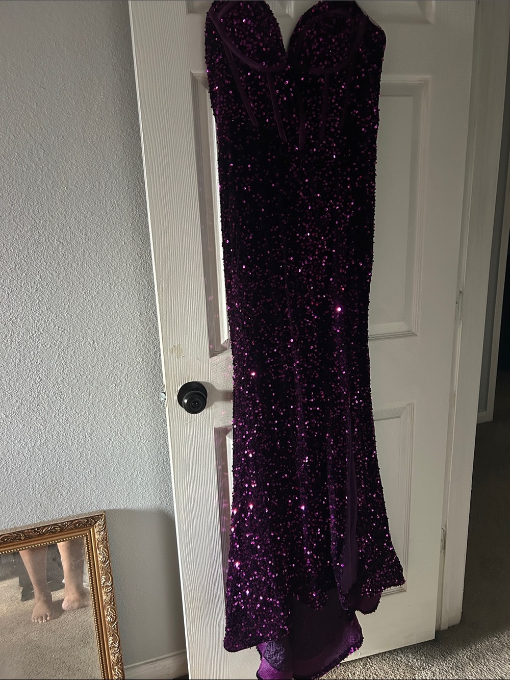 Source Unknown Strapless Sequin Maxi Skirt in Deep Purple